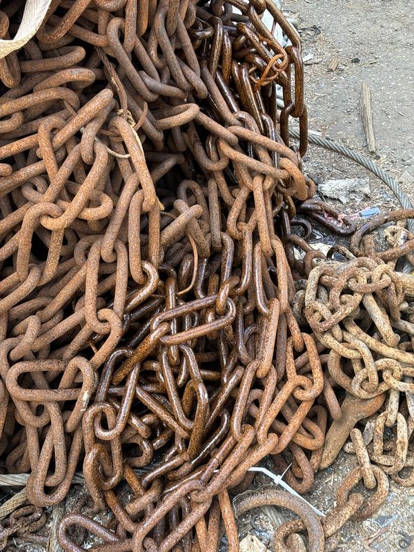 Pile of open link chain in our depot